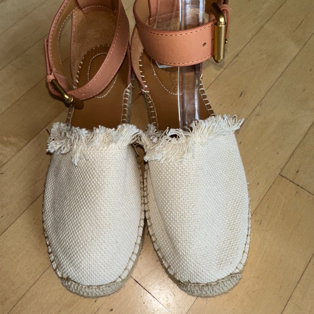 See By Chloe Canvas raw trim edge espadrille sandal, 38, CB2365 - Picture 2 of 6